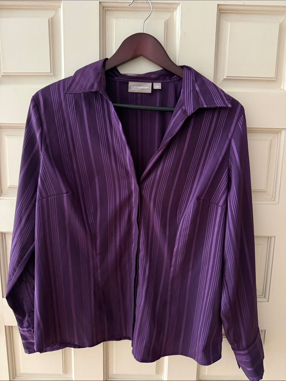 croft & barrow Purple Striped Button-Up Blouse